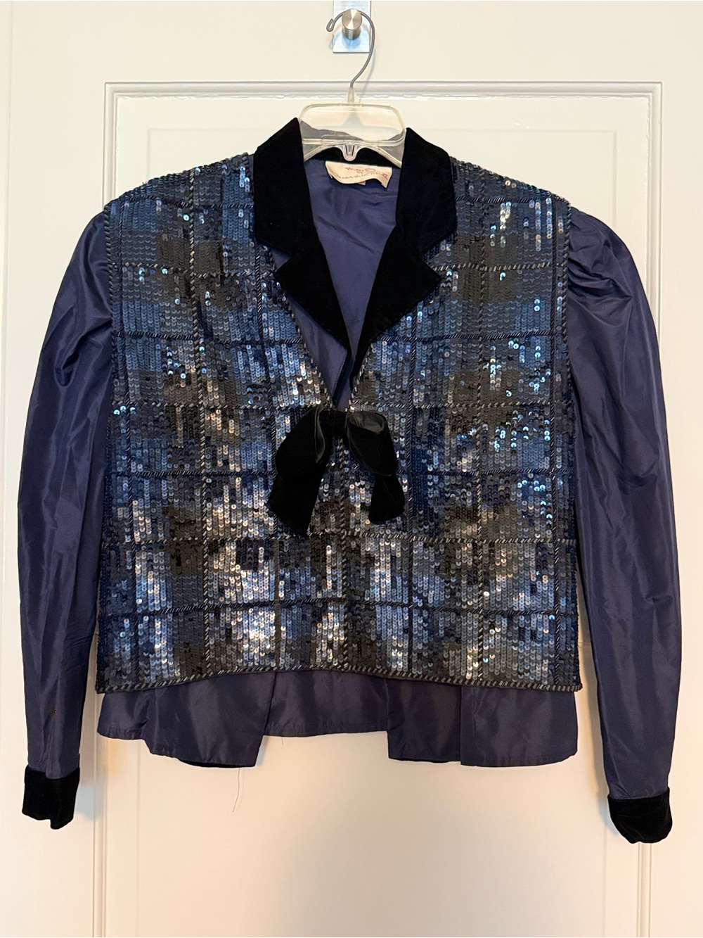 Oscar de la Renta Navy Sequin vest & blouse